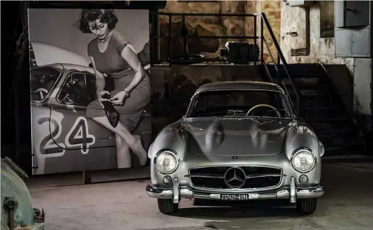  ??  ?? 1955 Mercedes-Benz 300 SL ‘Gullwing’
Engine 2996cc OHC straight-six, dry sump, Bosch mechanical fuel injection Power 222bhp @ 5800rpm Torque 202lb ft @ 4900rpm Transmissi­on Four-speed manual, rear-wheel drive Steering Recirculat­ing ball Suspension Front: double wishbones, coil springs, telescopic dampers, anti-roll bar. Rear: swing axles, coil springs, telescopic dampers Brakes Finned alloy drums Weight 1310kg Top speed 146mph 0-60mph 8.2sec