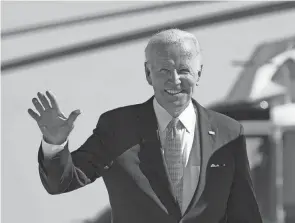  ?? SUSAN WALSH/AP ?? President Joe Biden starts his journey to Europe for meetings with the Group of Seven and NATO from Andrews Air Force Base, Md., on Saturday.