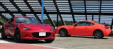  ?? DAN ILIKA AND ALEX BEARE/AUTOGUIDE.COM ?? The Toyota 86, right, and Mazda MX-5 Miata share a lot in common, such as rear-wheel drive layouts and naturally aspirated engines.