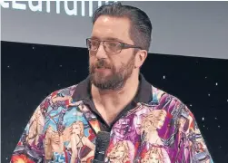  ??  ?? Garish, but so what: Dr Matt Taylor has copped a dust cloud of hate over his Hawaiian shirt, which led to him crying on television in an apology.