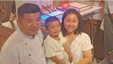  ?? Photo: Waisea Nasokia ?? Executive Chef Jiapeng Ji with wife and son.