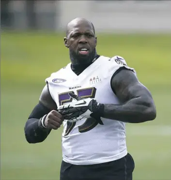  ?? Patrick Semansky/Associated Press ?? Baltimore Ravens linebacker Terrell Suggs is entering his 16th season in the NFL but hasn’t given a thought to the possibilit­y of retirement.