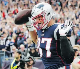  ?? STEVEN SENNE/THE ASSOCIATED PRESS ?? New England Patriots tight end Rob Gronkowski was the most recent target of chatty Jacksonvil­le Jaguars cornerback Jalen Ramsey, who said Gronkowski is not “as great as people think he is” ahead of their game on Sunday.