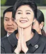  ?? FOTO: AFP ?? Thailands Ex-Premiermin­isterin Yingluck Shinawatra ist vor ihren Richtern geflohen.