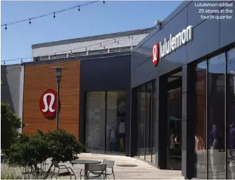  ?? ?? Lululemon added 25 stores in the fourth quarter.