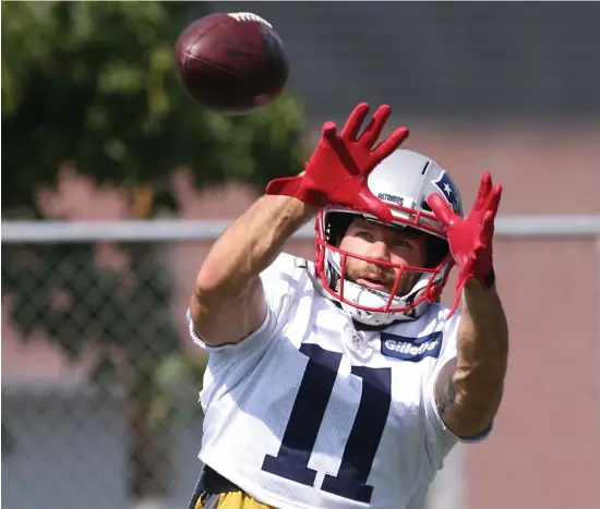  ?? NAncy lAnE / hErAld stAFF FilE ?? UP IN THE AIR: The future is murky for Patriots wideout Julian Edelman due to chronic knee issues that could cut his career short.