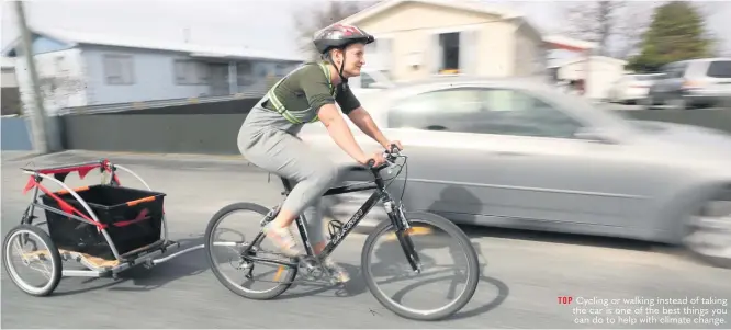  ?? ?? top Cycling or walking instead of taking the car is one of the best things you can do to help with climate change.