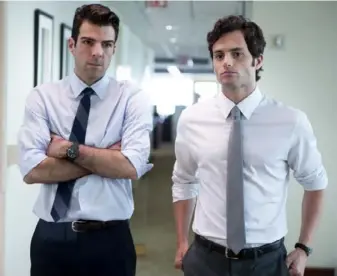  ?? ?? Zachary Quinto as Peter Sullivan and Penn Badgley as Seth Bregman in “Margin Call,” written and directed by J.C. Chandor.