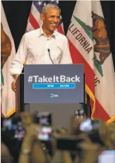  ?? Irfan Khan / Los Angeles Times ?? Former President Barack Obama attends a September campaign rally Anaheim for the state’s Democratic congressio­nal candidates.