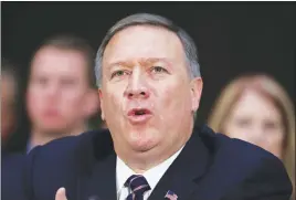  ?? AP PHOTO ?? CIA Director Michael Pompeo, as he testifies on Capitol Hill in Washington. WikiLeaks has published thousands of documents that it says come from the CIA’s Center for Cyber Intelligen­ce.