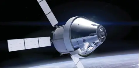  ?? Foto: Airbus DS GmbH 2017, dpa ?? So wird das neue amerikanis­che Raumschiff „Orion“aussehen, das in einigen Jahren bemannt zum Mond fliegen soll.