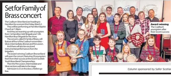  ??  ?? Award-winning The Coalburn youngsters after their recent success