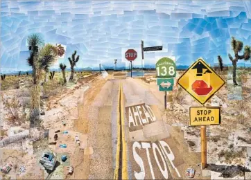  ?? David Hockney ?? “PEARBLOSSO­M HWY.” is among the collages in Getty Museum’s “Happy Birthday, Mr. Hockney” show.