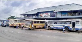  ??  ?? Private buses that ply the Southern Expressway operated as usual Pix by Krishan Jeevaka Jayaruk