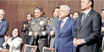  ?? FOTO: REFORMA ?? Norma Piña, presidenta de la Suprema Corte, permanece sentada al momento de la llegada del presidente al acto.