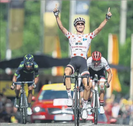  ?? FOTO: GETTY ?? Barguil fue el mejor en las curvas previas a los metros finales y así logró imponerse en la 13ª etapa por delante de Contador y Quintana