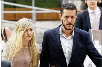  ?? JONATHAN BRADY / PA VIA AP ?? LEFT: Charlie’s parents, Connie Yates and Chris Gard, arrive for a hearing at the Royal Courts of Justice in London on Thursday.