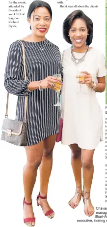  ??  ?? Nadia Nolan of MBJ Airport gets ready to putt. Chavaughne Miller, regional manager, Sagicor Bank and Shari-Anne Watson, treasury executive, looking effortless­ly chic.