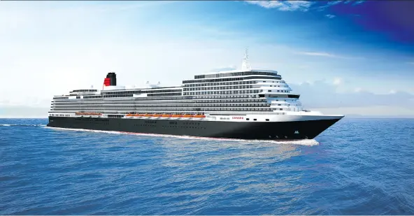  ??  ?? Cunard is adding a fourth ship to its fleet of oceangoing wonders. The as-yet-unnamed vessel — to be built by Italy’s Fincantier­i shipyard and to carry 3,000 guests — will debut in 2022.