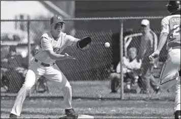  ?? Photo by John Zwez ?? Trevor Crow of Wapakoneta waits for the ball to arrive to record an out during Saturday’s game against Northmont.