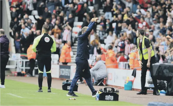  ?? ?? Alex Neil celebrates Jack Clarke’s goal against Coventry City.