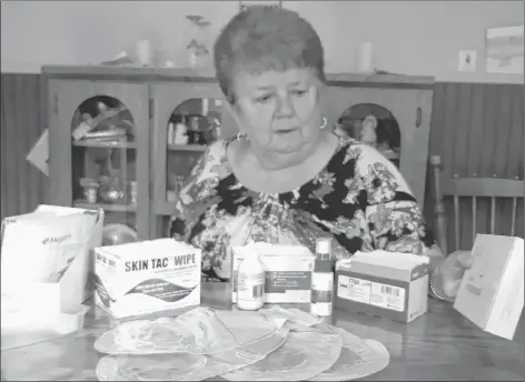  ?? SUBMITTED PHOTO ?? Tignish resident Rose-Marie Brennan assembles her collection of supplies that she purchases as a result of her ostomy. She says the cost of the supplies should be covered by the province.