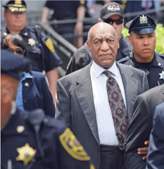  ?? WILLIAM THOMAS CAIN, GETTY IMAGES ?? Actor and comedian Bill Cosby leaves a preliminar­y hearing on sexual assault charges Tuesday at the Montgomery County Courthouse in Norristown, Pa.