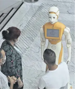  ?? PICTURE: NATIONAL ROBOTARIUM /PA WIRE ?? An ARI robot greets guests during a trial at the Assistance Publique Hopitaux de Paris