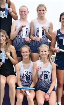  ?? ?? The 4x800 M relay team from Bellmont finished third and advanced to regional at Tuesday’s New Haven sectional. The team consisted of Madison Witte, Keeley Carpenter, Sydney Keane and Ellen Scott.