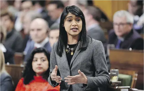  ?? ADRIAN WYLD / THE CANADIAN PRESS ?? “We made a commitment to modernize this place,” House Leader Bardish Chagger said Monday in question period.