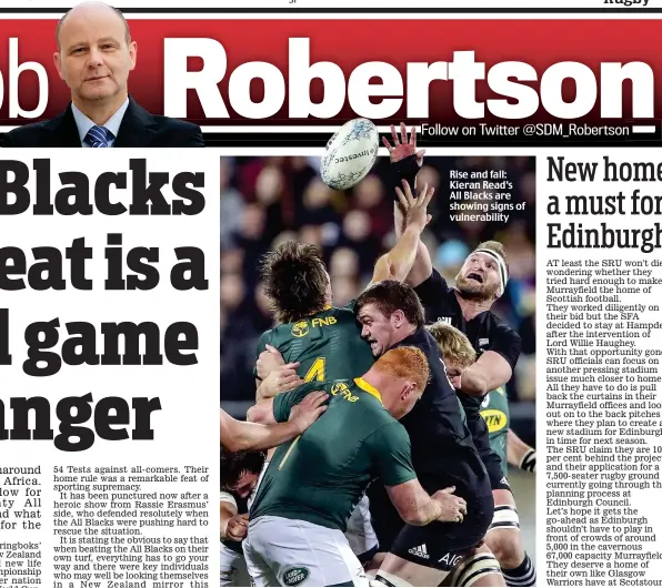  ??  ?? Rise and fall: Kieran Read’s All Blacks are showing signs of vulnerabil­ity