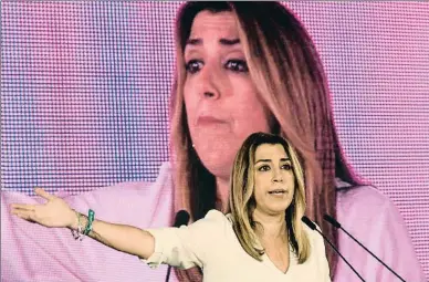  ?? CRISTINA QUICLER / AFP ?? La presidenta andaluza y candidata socialista a la reelección, Susana Díaz, ayer en el mitin de Chiclana