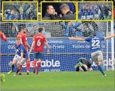  ??  ?? EL 1-1. Los jugadores del Oviedo celebran el primer gol de Mossa y después un triunfo muy esperado.