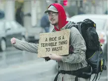  ?? GLENN LOWSON/ NATIONAL POST ?? Is it safe to pick up hitchhiker­s? Any police officer will warn you about picking up a hitchhiker or accepting a ride from a stranger, but in the end, it really comes down to your gut feeling.