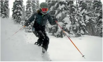 ?? PHOTOS: MARTIN DE RUYTER/STUFF ?? Alexandra Dehnel skis powder snow at Whitewater Ski Resort. Powder skiing requires a bit more skill, but the thrill is undeniable.