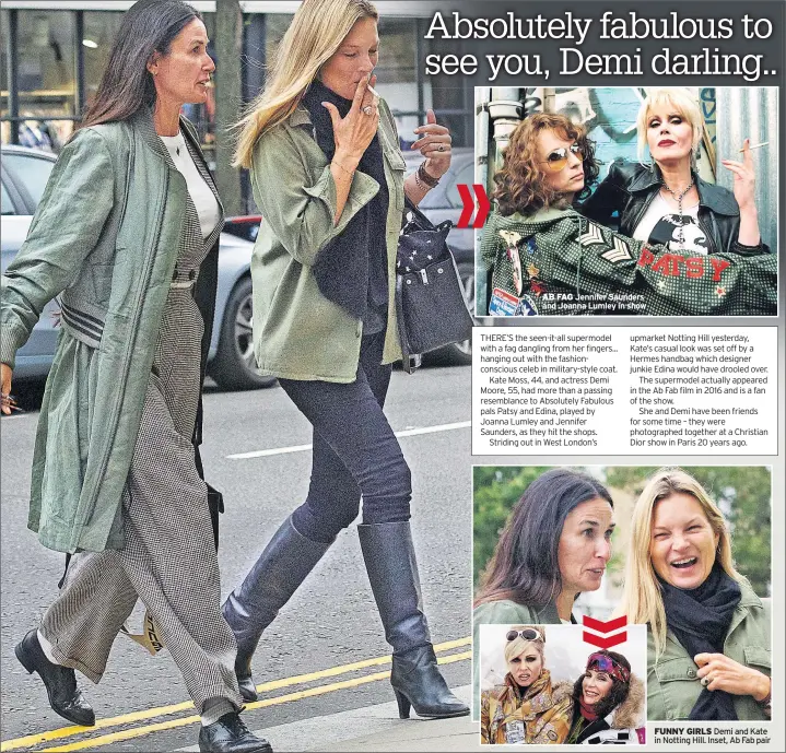  ??  ?? FUNNY GIRLS Demi and Kate in Notting Hill. Inset, Ab Fab pair