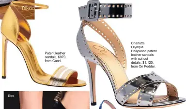  ??  ?? Patent leather sandals, $970, from Gucci.