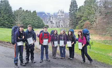  ?? ?? Out and about Members of a Duke of Edinburgh Award silver group, pictured during a previous exhibition at Ardvreckie House