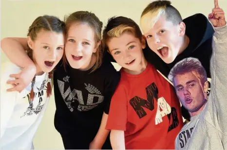  ??  ?? Dream Katie, Lynette, Regan and Ross will perform alongside pop icon Justin Bieber (inset) tomorrow night