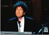  ??  ?? In this file photo, Bob Dylan accepts the 2015 MusiCares Person of the Year award at the 2015 MusiCares Person of the Year show in Los Angeles. —AP