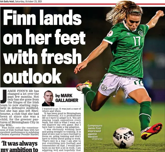  ?? SPORTSFILE ?? Composure: Jamie Finn impressed against Sweden