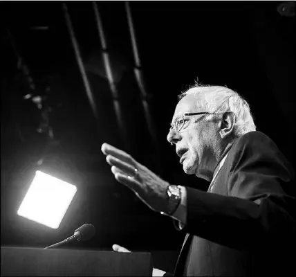  ?? SARAH SILBIGE / THE NEW YORK TIMES ?? Sen. Bernie Sanders, I-Vt., speaks Dec. 13 during a news conference after a vote on Capitol Hill. Sanders has not yet told advisers he intends to pursue another White House bid, but if he does, he will encounter a vastly different landscape than that of 2016.