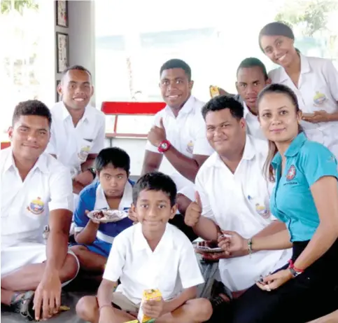  ?? Photo: Supplied ?? Swami Vivekanand­a College students and teachers celebrate their Kula - Fijian Made Film Awards win with Nadi Special School students.