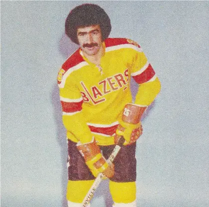  ?? COURTESY OF ED HATOUM ?? Former Canucks forward Ed Hatoum, played for the Vancouver Blazers of the WHA in 1973.