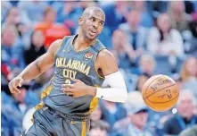  ??  ?? The Thunder could open the 2020-21 season in about six weeks, but there are many questions, such as will Chris Paul still be OKC's point guard. [SARAH PHIPPS/ THE OKLAHOMAN]