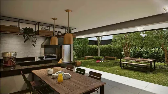  ?? Divulgação ?? Projeto do espaço gourmet condomínio Lounge 71, que terá apartament­os de 72 metros quadrados, na Vila Mariana, na zona sul de SP