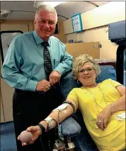  ??  ?? Walker County Sheriff Steve Wilson and donor Joan Hale. (NPCO photo/Josh O’Bryant)