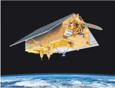  ?? FOTOS:. PIKELJ/ESA ?? Das Antriebsmo­dul von Sentinel-6A wird bei Airbus in Immenstaad mit der Plattform des Satelliten verbunden (linkes Bild). Ab November 2020 wird Sentinel-6A der erste Satellit sein, der die 1992 begonnenen satelliten­gestützten Messungen der Meeresober­flächen fortführen wird.