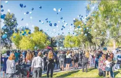  ?? Cory Rubin/The Signal ?? Members of the community release balloons in honor of Elliot Newcomb.