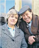  ?? ?? Treacher, left, in 1996, and above, as Arthur, with his wife Pauline, played by Wendy Richard